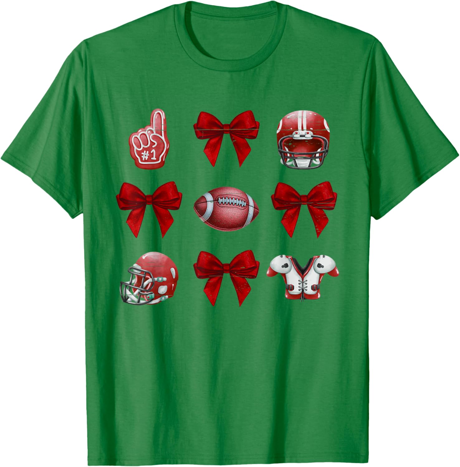 Vintage Coquette Bow Game Day American Football Player Coach T-Shirt - T-Shirt | Irish Green