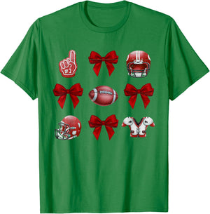 Vintage Coquette Bow Game Day American Football Player Coach T-Shirt - T-Shirt | Irish Green