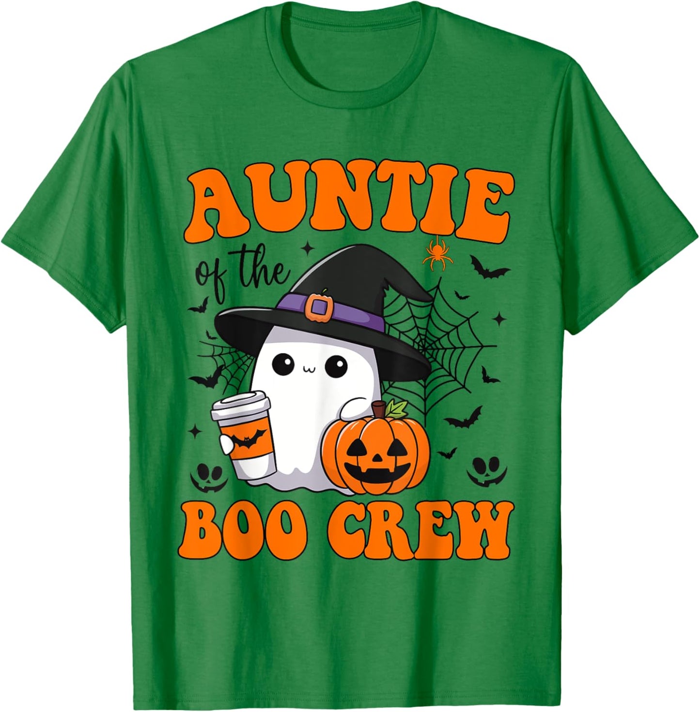 Auntie Boo Crew Groovy Ghost Matching Family Halloween T-Shirt - T-Shirt | Irish Green