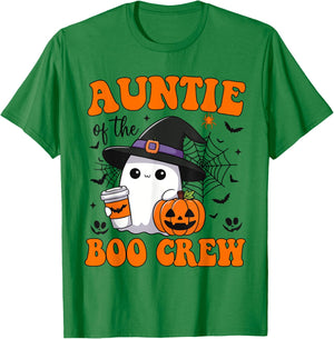Auntie Boo Crew Groovy Ghost Matching Family Halloween T-Shirt - T-Shirt | Irish Green