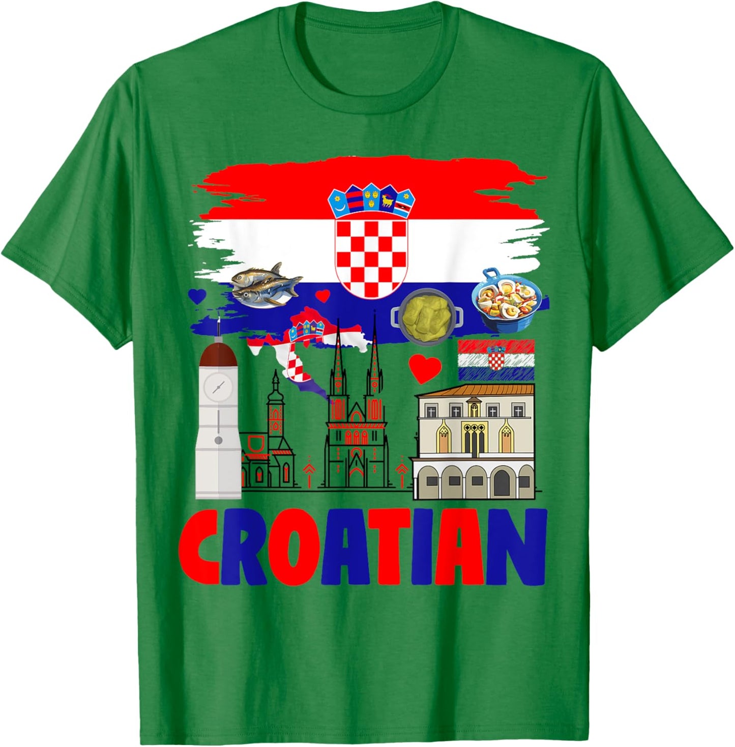 Croatian Flag Outfit Idea For Kids & Novelty Croatian Foodie T-Shirt - T-Shirt | Irish Green