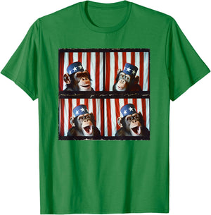 Monkey Patriotic Animal American Flag 4th Of July Monkey Kids Men T-Shirt - T-Shirt | Irish Green