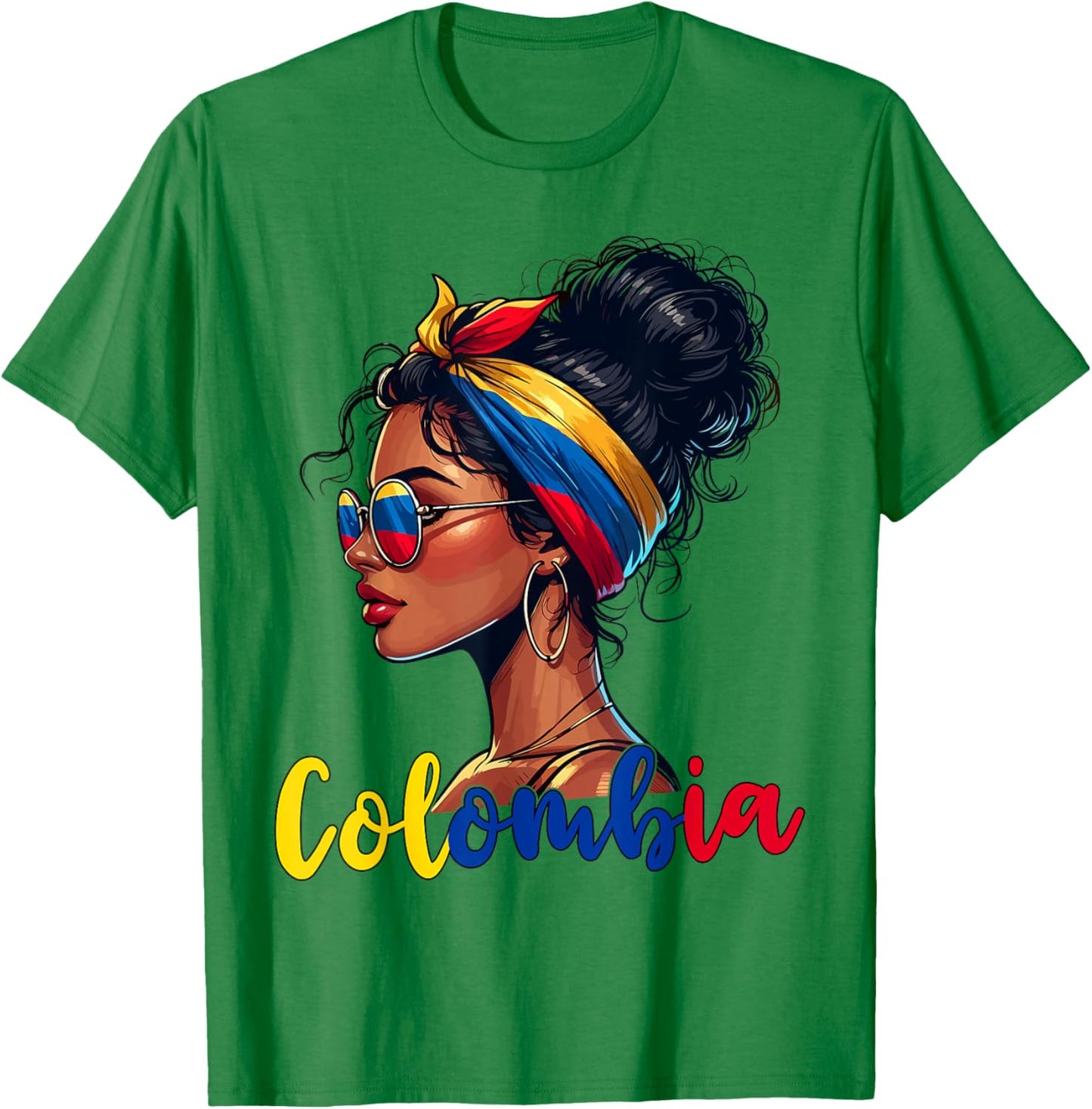 Colombian Girl Colombia Flag Proud Afro Colombian Women T-Shirt - T-Shirt | Irish Green