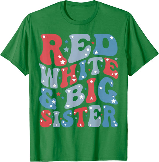 Red White and Big Sister Gender Reveal Family Matching T-Shirt - T-Shirt | Irish Green
