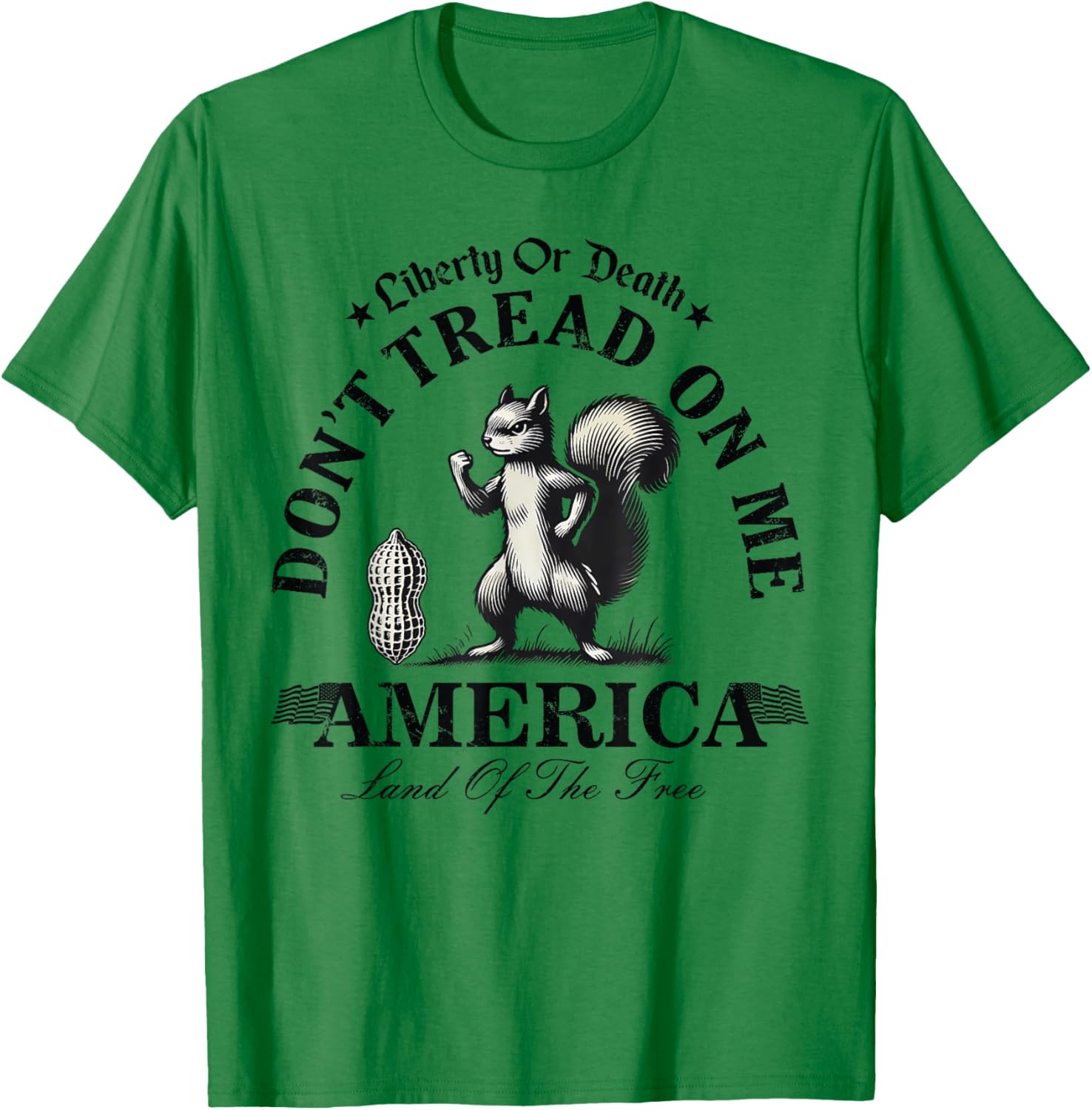 Don't Tread on Me Squirrel Liberty - Justice for Peanut -Adult Blue Small Classic Modern Short Sleeve T-Shirt - T-Shirt | Irish Green