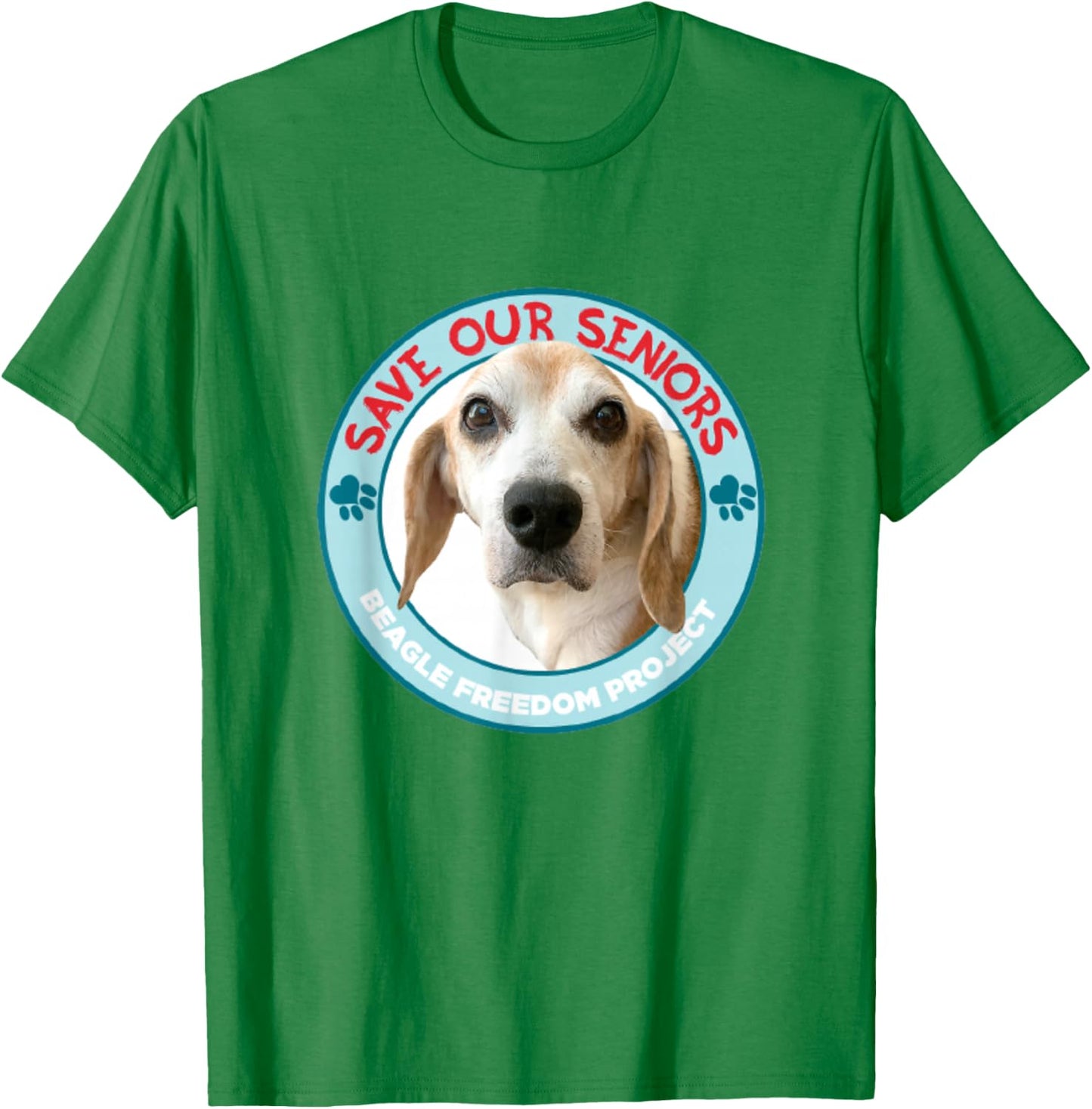 Beagle Freedom Project- Rescue Dogs- Save Our Seniors T-Shirt - T-Shirt | Irish Green