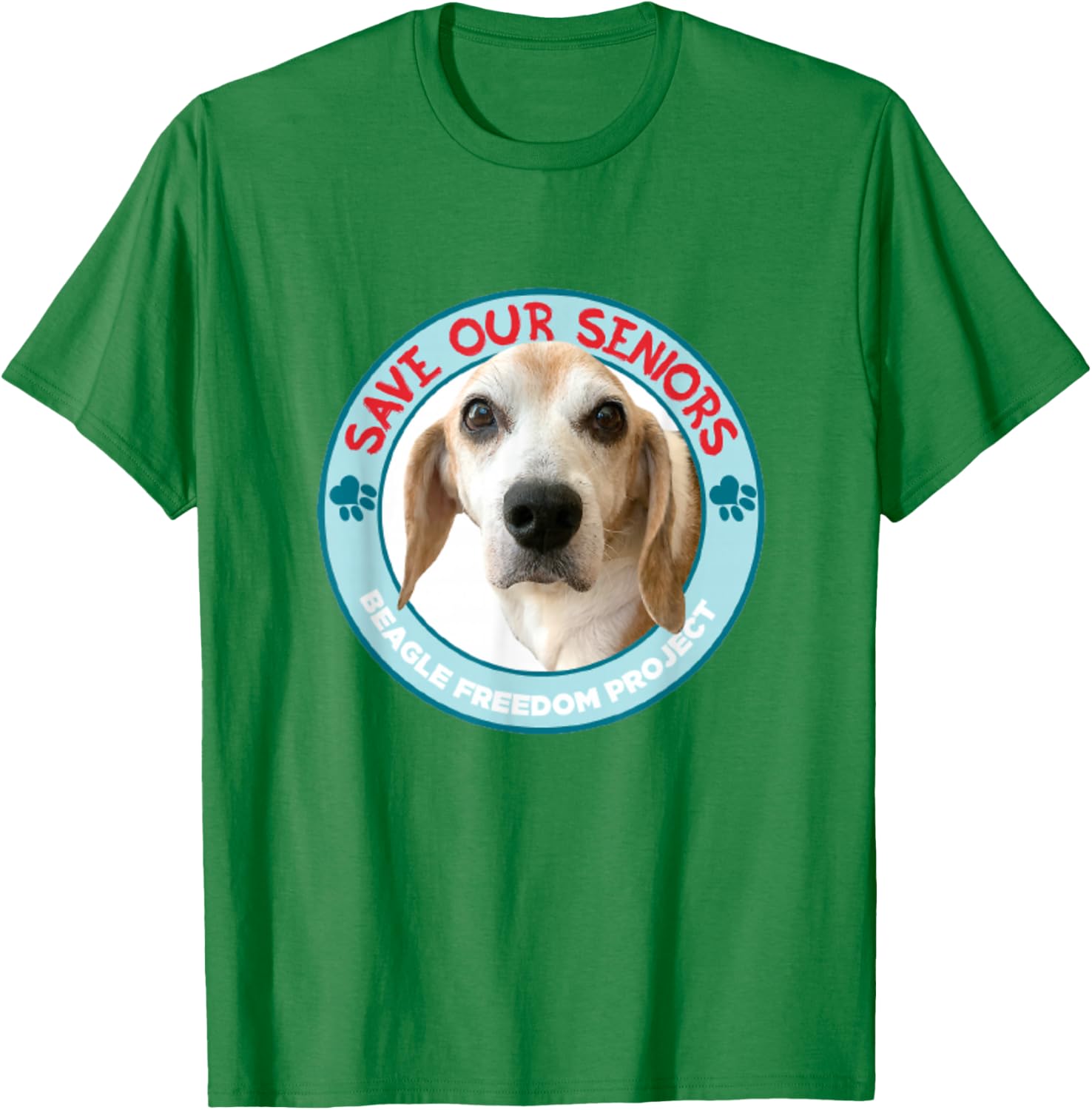 Beagle Freedom Project- Rescue Dogs- Save Our Seniors T-Shirt - T-Shirt | Irish Green