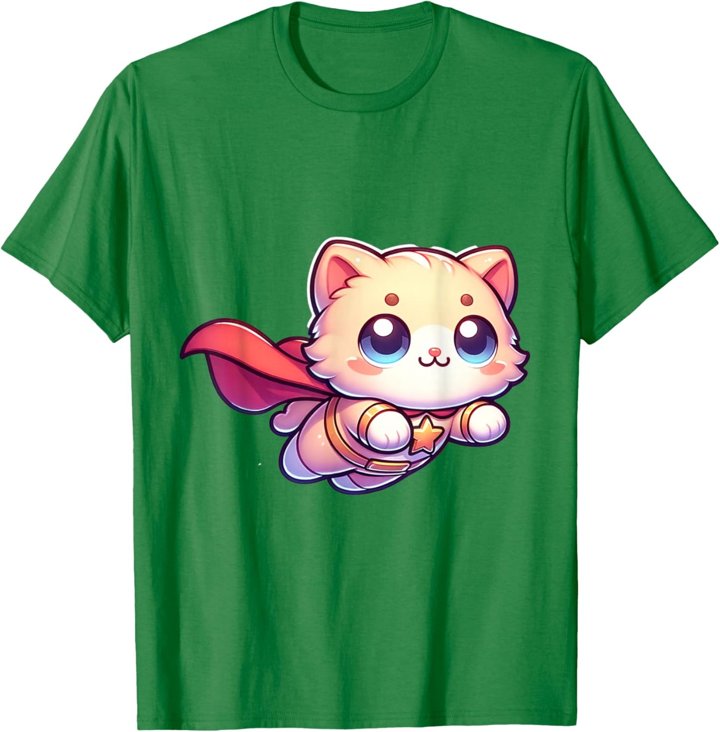 Cute Fluffy Super Hero Kitten Superhero Cat T-Shirt - T-Shirt | Irish Green