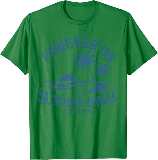 Forever On Summer Break Est 2026 Retro Tropical Beach Lover T-Shirt - T-Shirt | Irish Green
