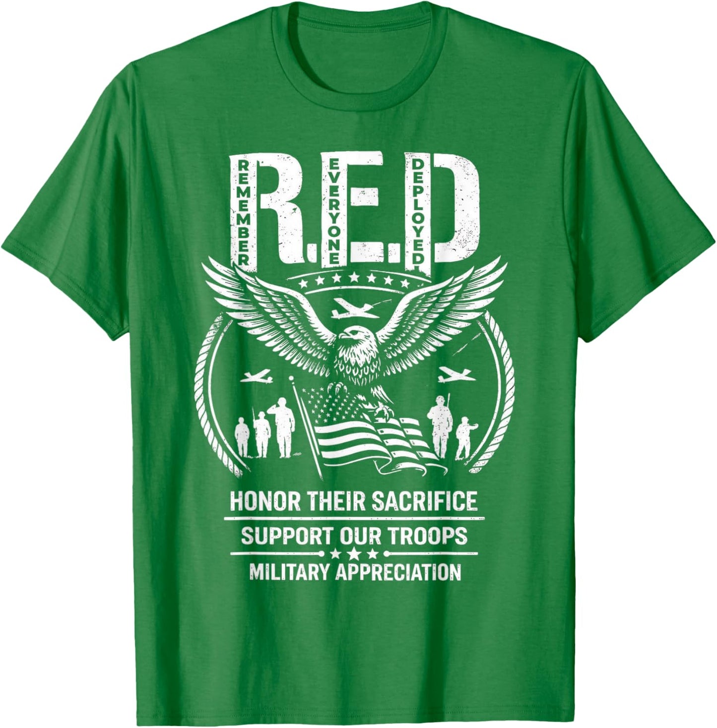 RED Friday Remember Everyone Deployed Patriotic Military T-Shirt - T-Shirt | Irish Green