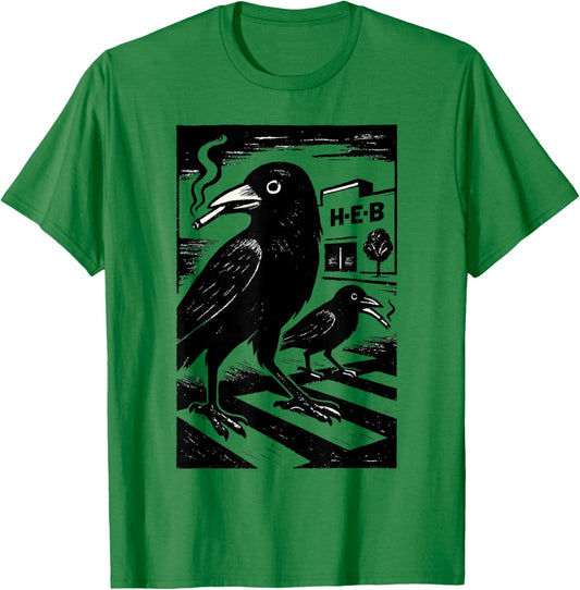 Smoking Grackle Bird T-Shirt - T-Shirt | Irish Green