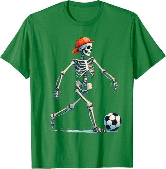 Skeleton Soccer Halloween Costume Funny Men Boys Kids T-Shirt - T-Shirt | Irish Green