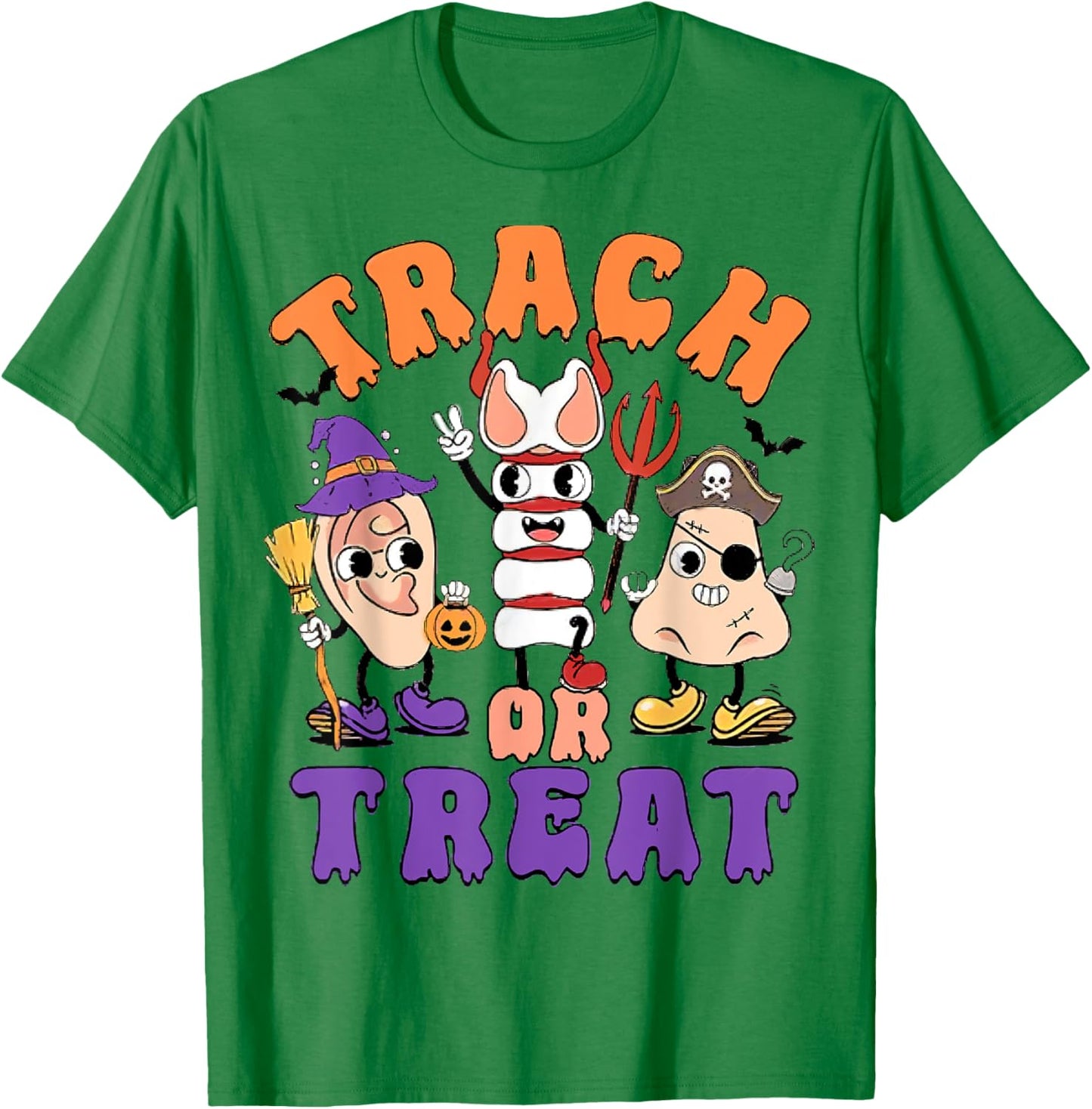 ENT Nurse Halloween Ear Nose & Throat Doctor, Trach Or Treat T-Shirt - T-Shirt | Irish Green