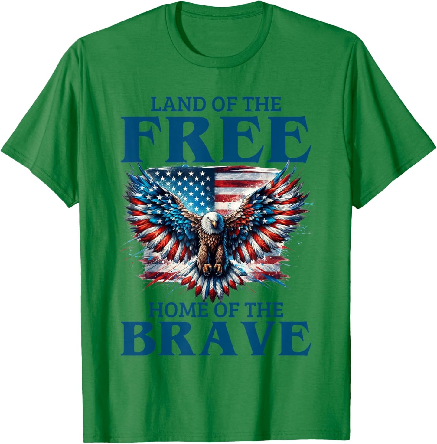 Land Of The Free Home Of The Brave Eagle Usa Vintage Flag T-Shirt - T-Shirt | Irish Green