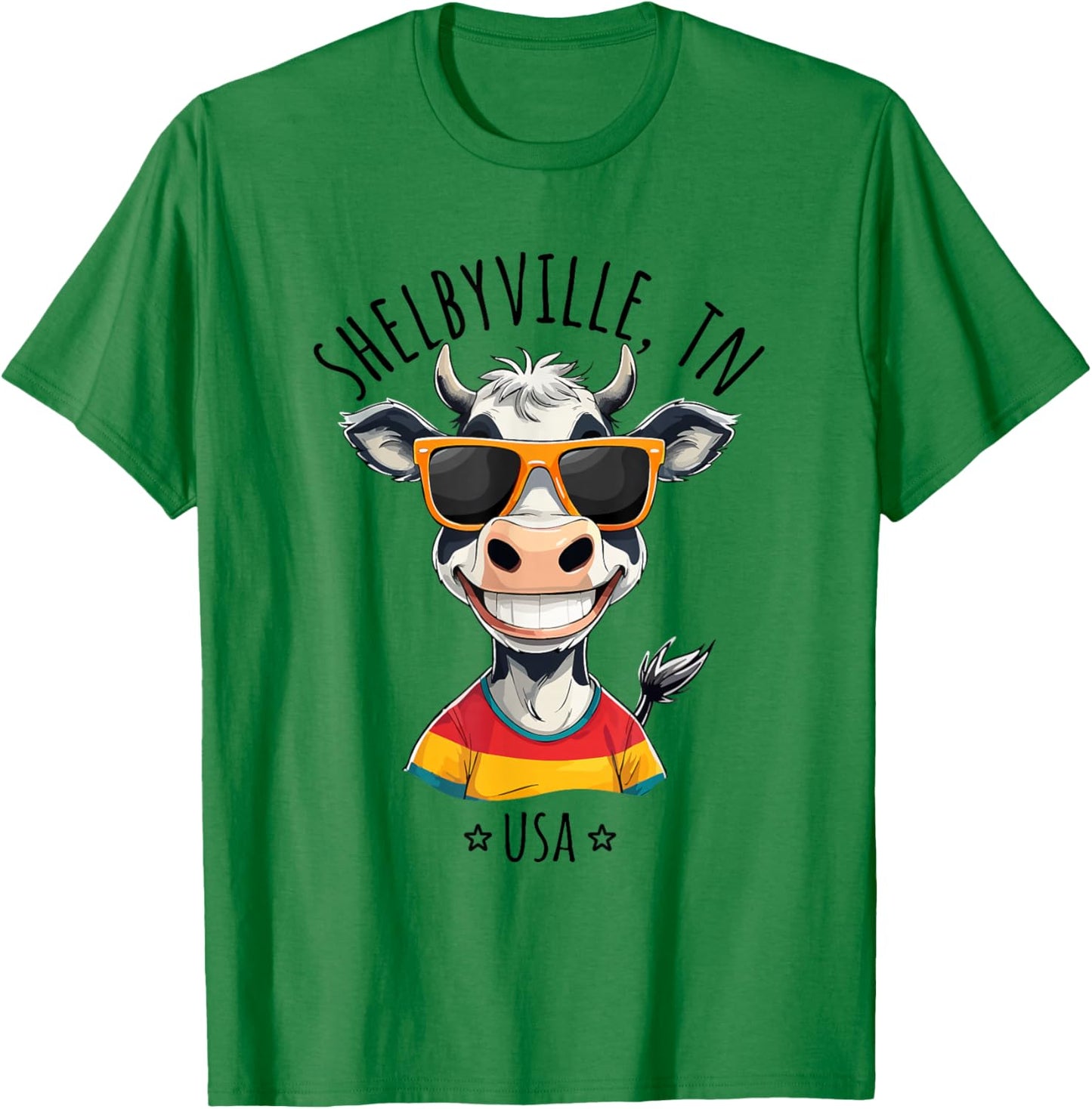 Shelbyville TN USA Funny Cow Cartoon Design T-Shirt - T-Shirt | Irish Green