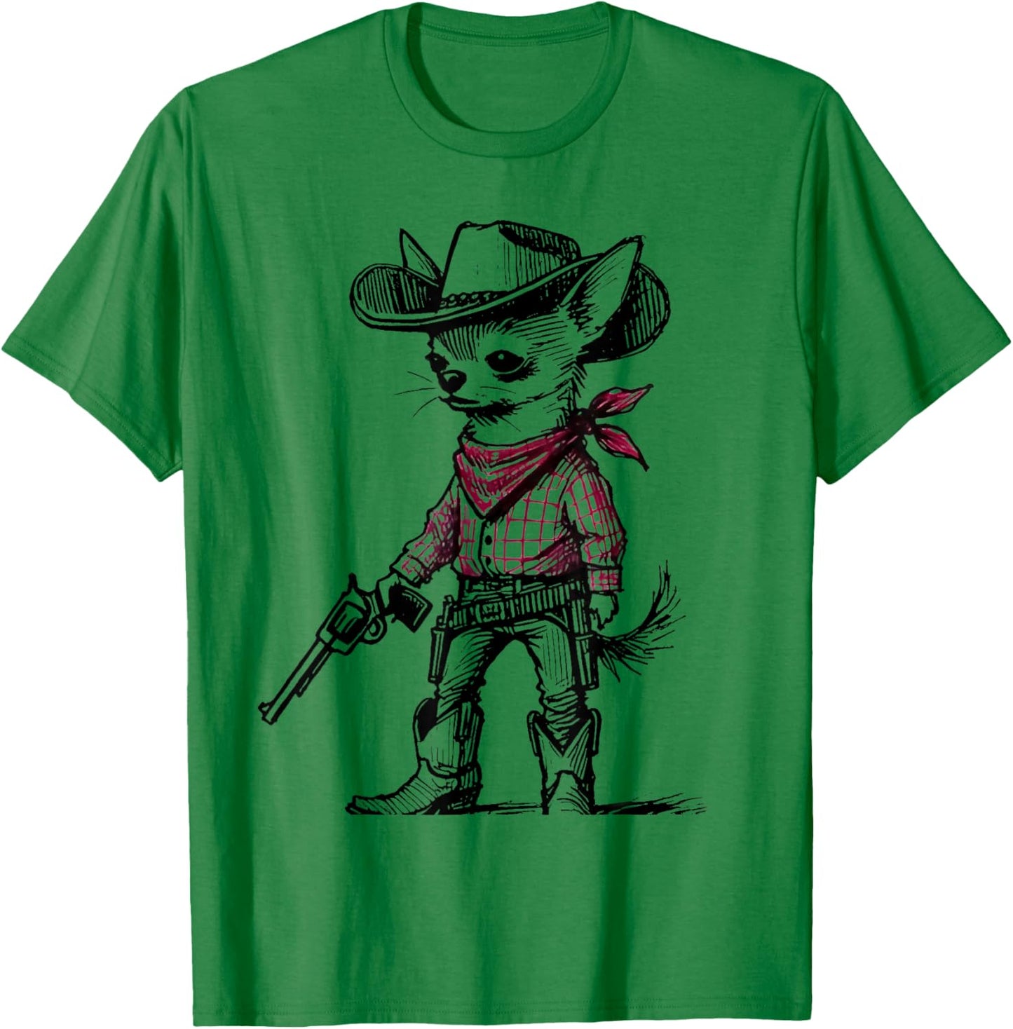 Cowboy Chihuahua Dog Funny Western Red Chihuahua Meme T-Shirt - T-Shirt | Irish Green