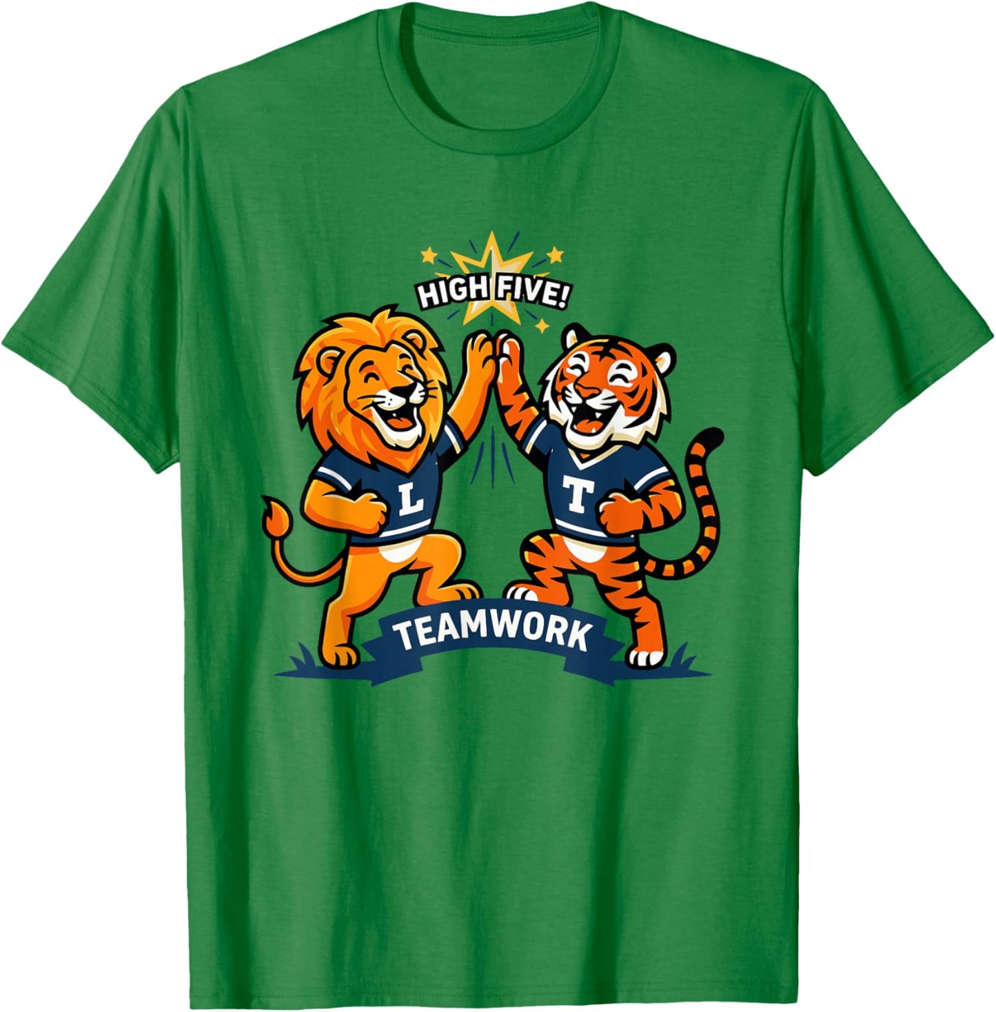 Niedliche Dschungeltiere Tiger Löwe Freundschaft Kinder Eltern T-Shirt - T-Shirt | Irish Green