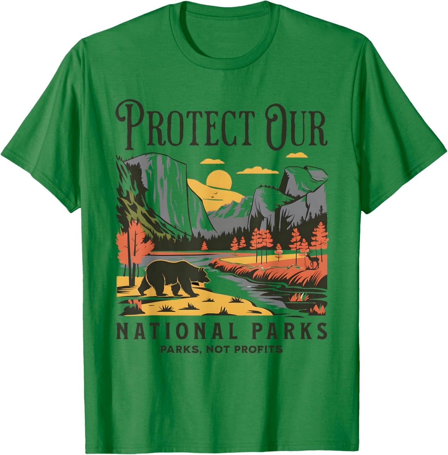 Protect Our National Parks Defund Doge Parks Not Profits T-Shirt - T-Shirt | Irish Green