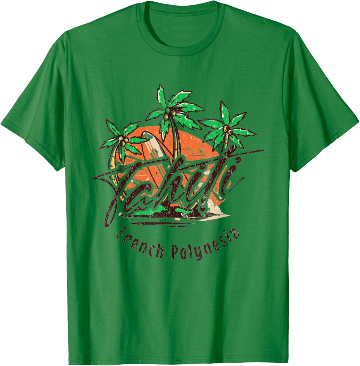 Retro Tahiti French Polynesia - Tahiti T-Shirt - T-Shirt | Irish Green