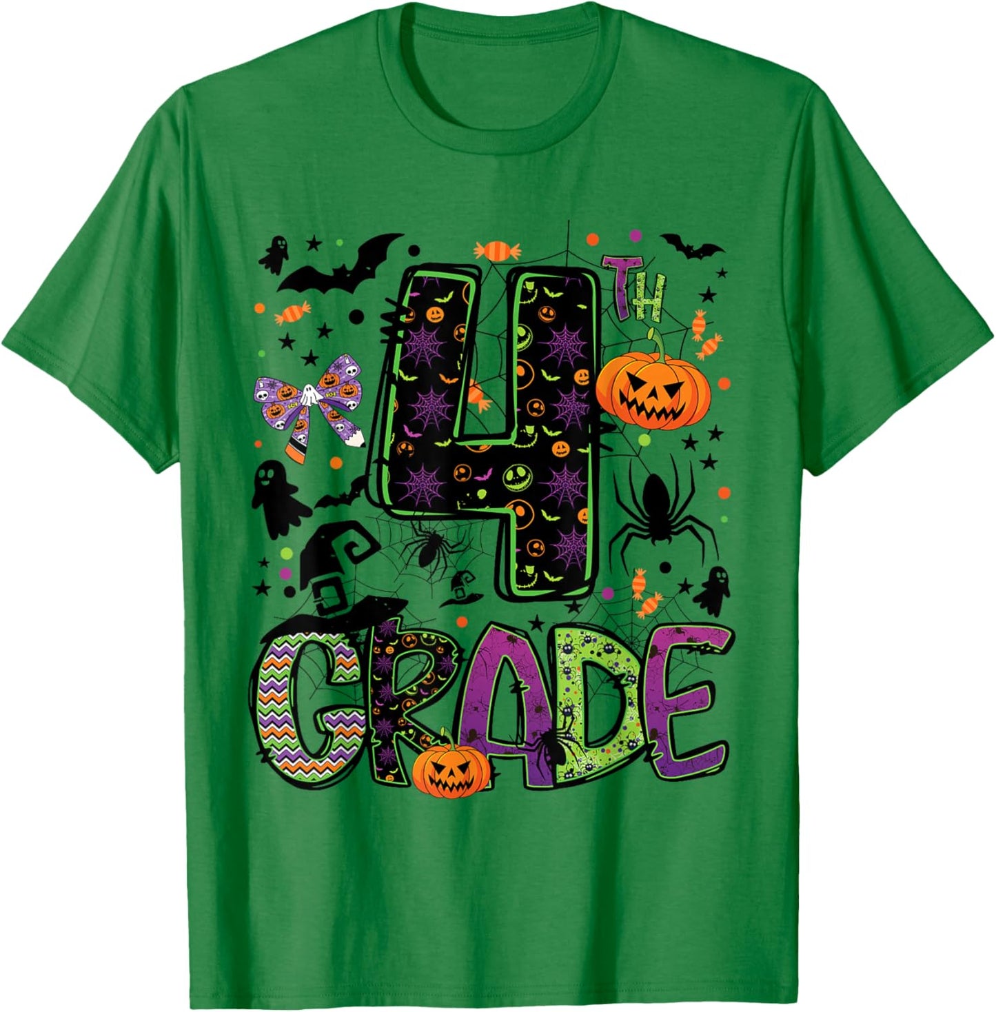 Halloween Spooky 4th Grade Halloween Team Student Teacher T-Shirt - T-Shirt | Irish Green