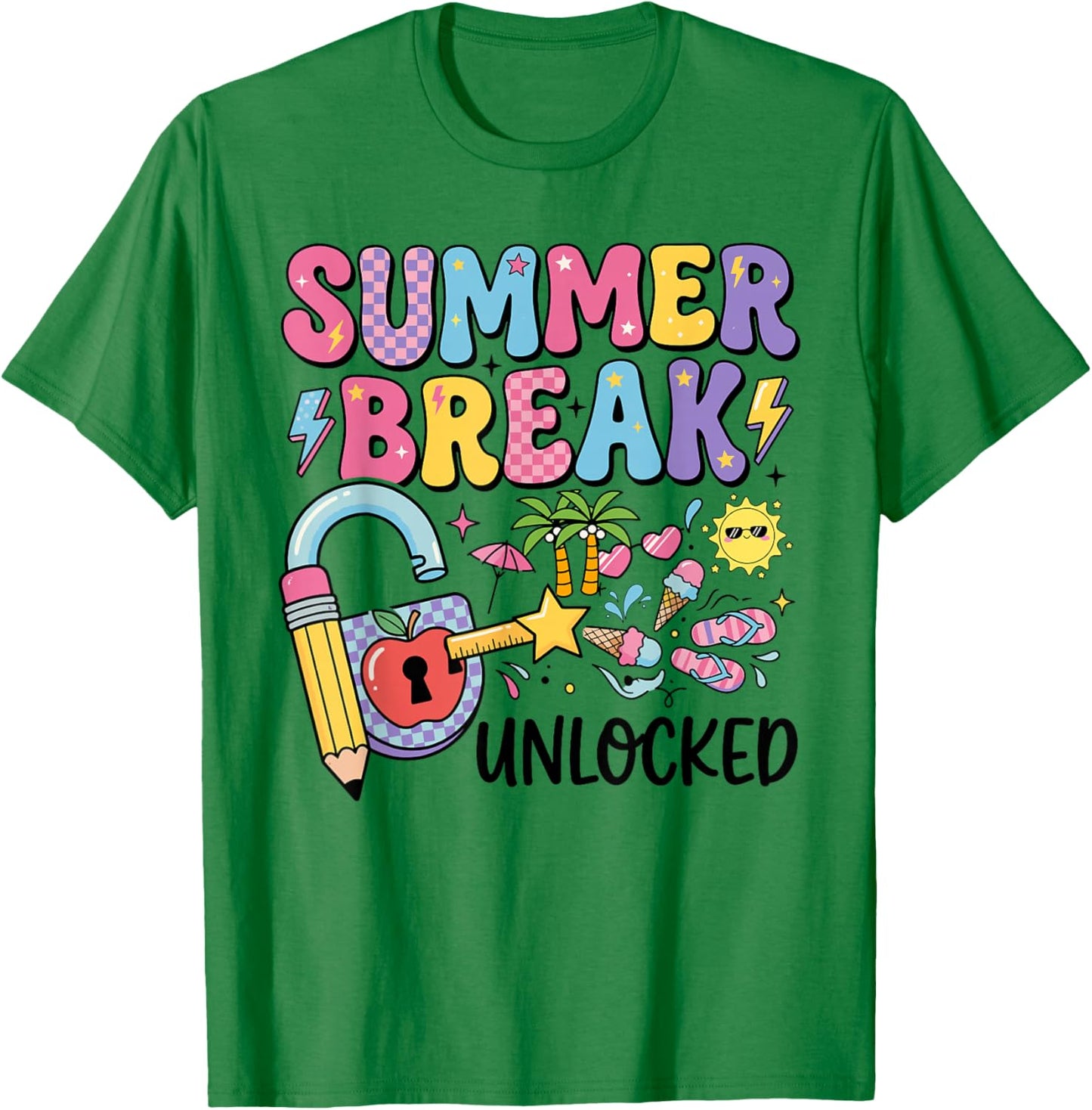 End of School Year Teacher Last Day Summer Break Unlocked T-Shirt - T-Shirt | Irish Green