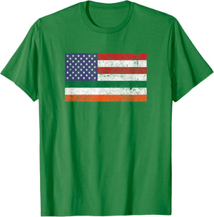 Irish American Flag USA Ireland Pride Roots T-Shirt - T-Shirt | Irish Green