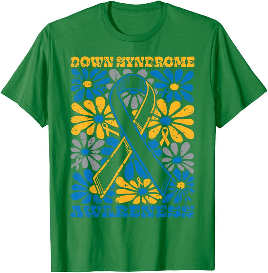 Flowers Motivational Down Syndrome Awareness Men Women Kids T-Shirt - T-Shirt | Irish Green