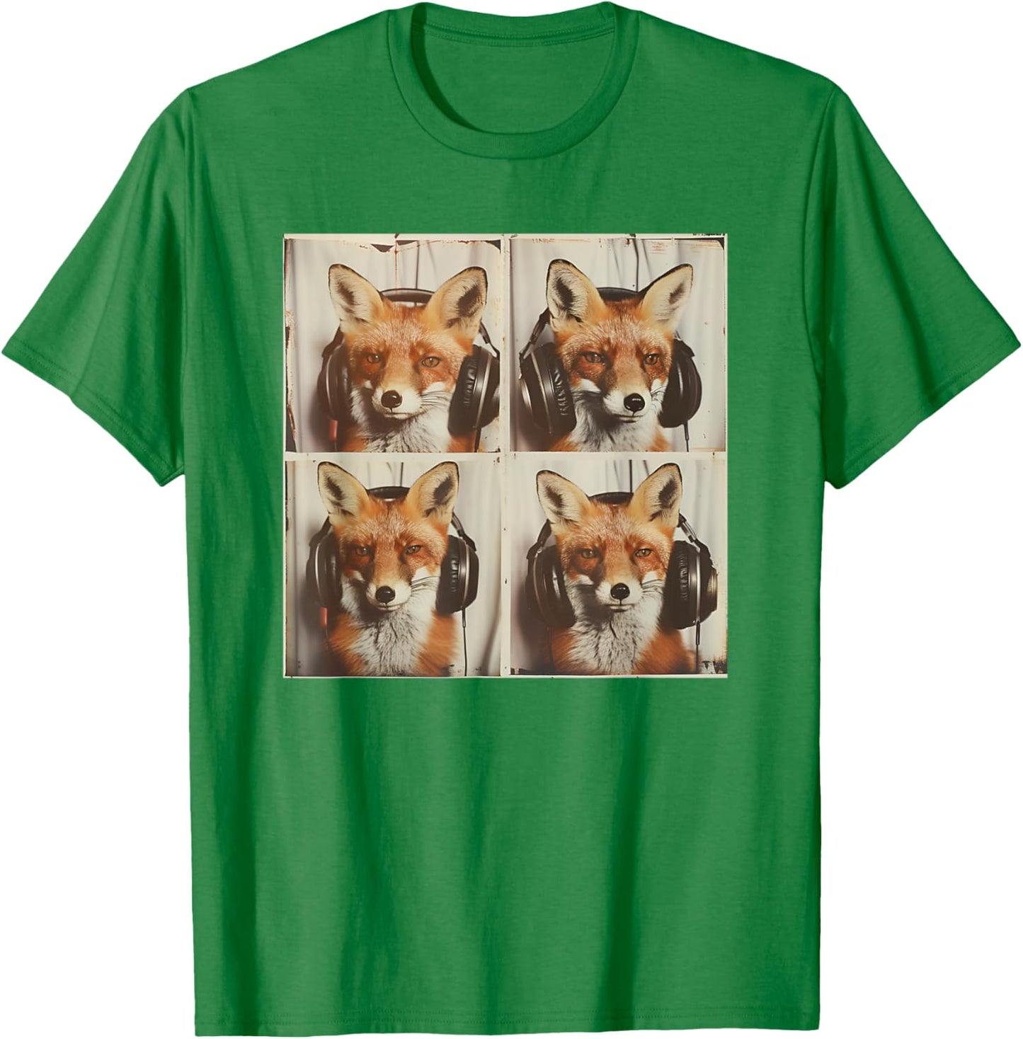 Fox Wearing Headphones Cool DJ Fox Animal Music T-Shirt - T-Shirt | Irish Green