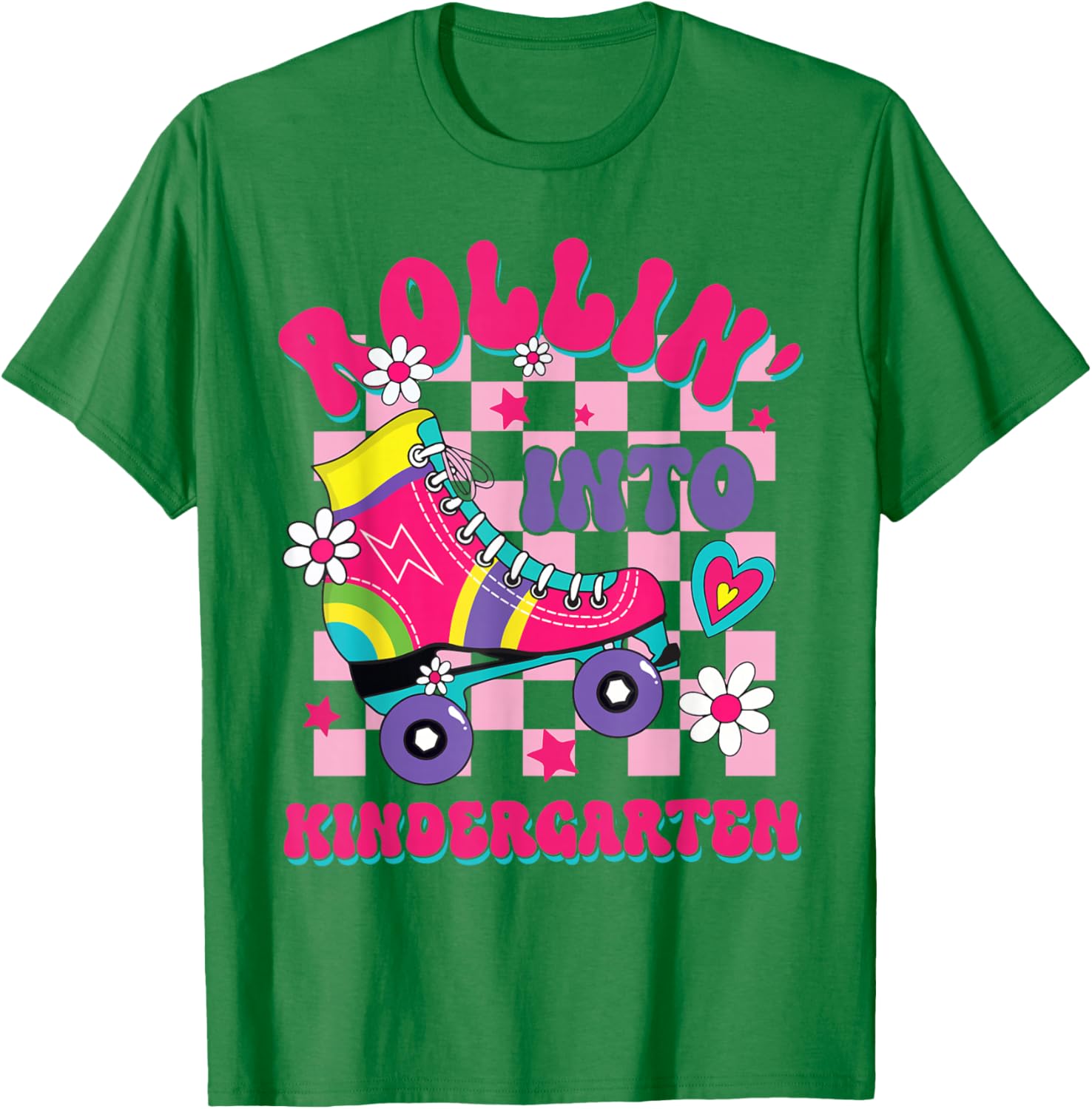 Rolling Into Kindergarten Girl Roller Skate Toddler Kids T-Shirt - T-Shirt | Irish Green