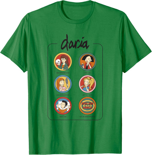 Daria Vintage Character Chart Retro Cartoon T-Shirt - T-Shirt | Irish Green