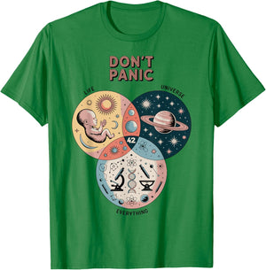 Don't Panic Life Universe Everything 42 Sci Fi Space Lovers T-Shirt - T-Shirt | Irish Green