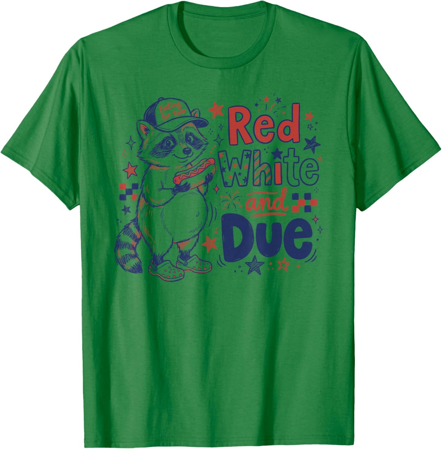 Red White and Due Funny Pregnancy Raccoon T-Shirt - T-Shirt | Irish Green