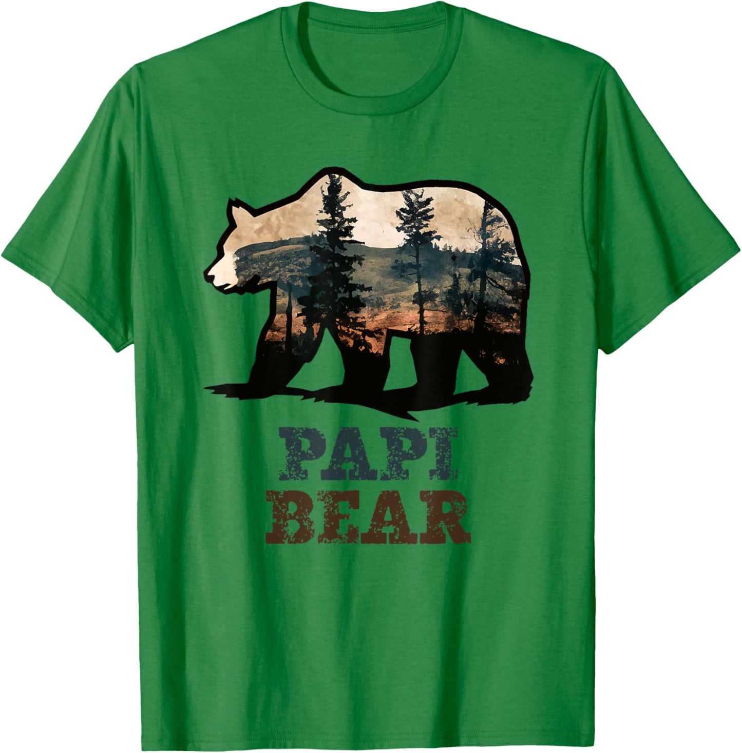 Papi Bear Vintage Retro Funny T-Shirt - T-Shirt | Irish Green