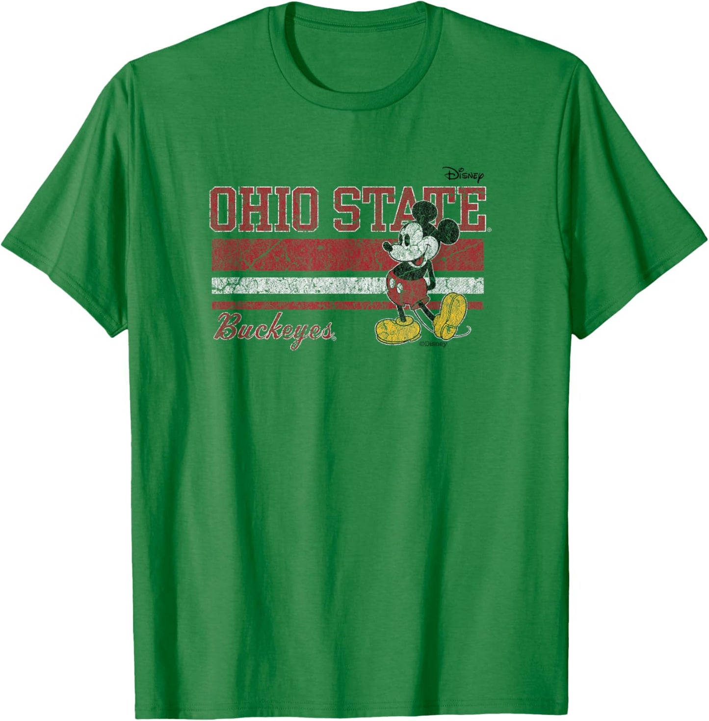 Ohio State Buckeyes Mickey Mouse Vintage Gray T-Shirt - T-Shirt | Irish Green