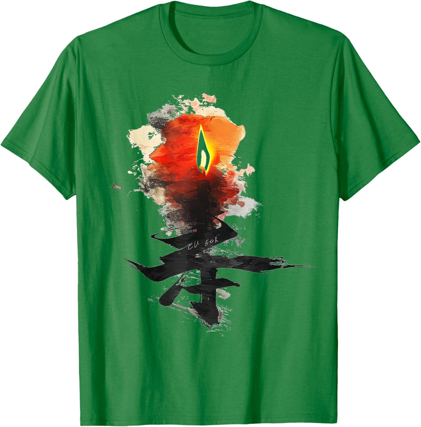 Anime Manga Abstract Motif Drawing Illustration Flame Anime T-Shirt - T-Shirt | Irish Green