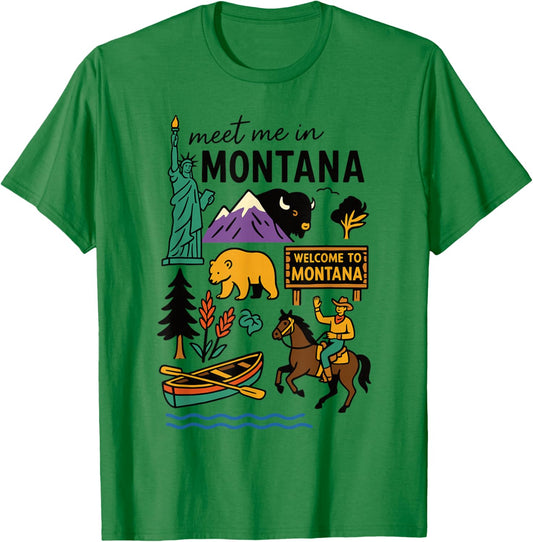 Meet me in Montana - Cute US State Travel Retro Design Women T-Shirt - T-Shirt | Irish Green