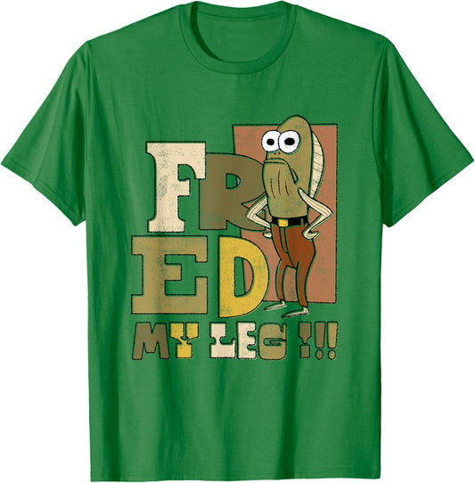 SpongeBob SquarePants Fred My Leg!!! Distressed Portrait T-Shirt - T-Shirt | Irish Green