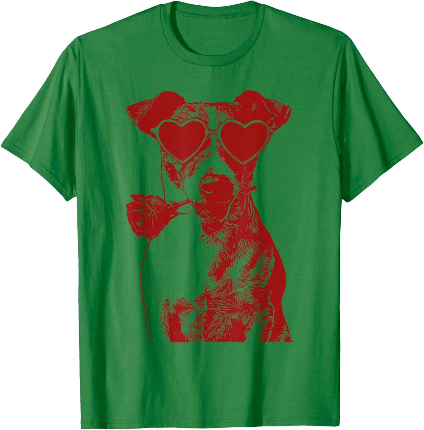 Valentine Jack Russell Romantic Dog Sunglasses T-Shirt - T-Shirt | Irish Green