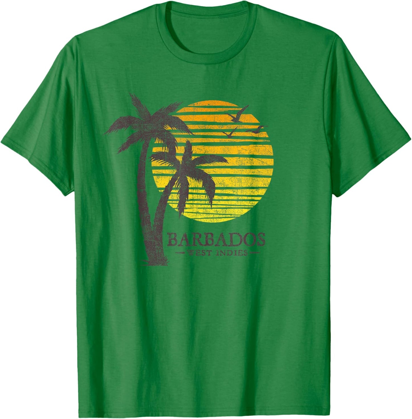 Vintage Barbados Beach Sunset Women Kids Retro Souvenir T-Shirt - T-Shirt | Irish Green