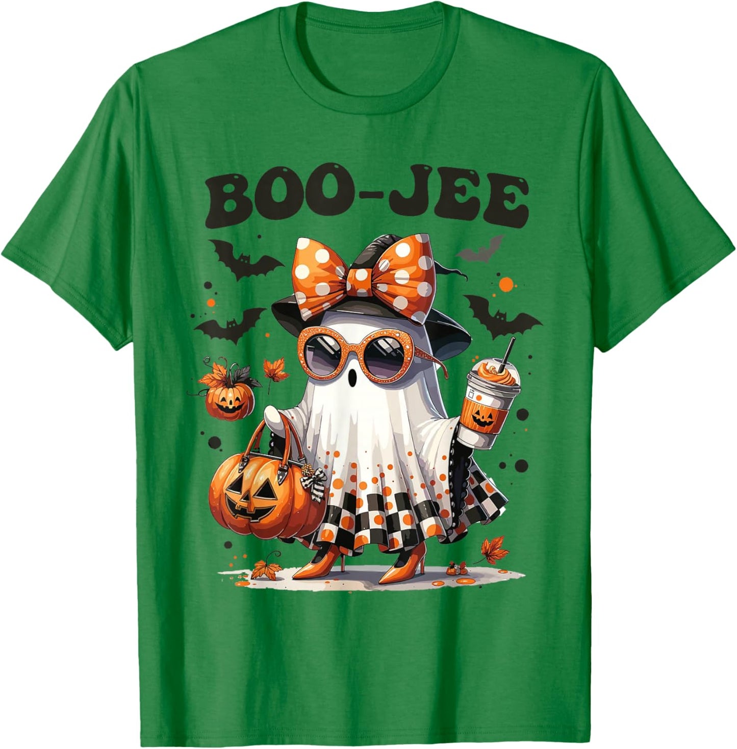 Boujee Boo-JEE Ghost Pumpkin Halloween Ghost Spooky Season T-Shirt - T-Shirt | Irish Green