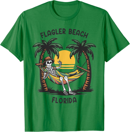 Vintage Flagler Beach Florida Palms FL Sunset Funny T-Shirt - T-Shirt | Irish Green