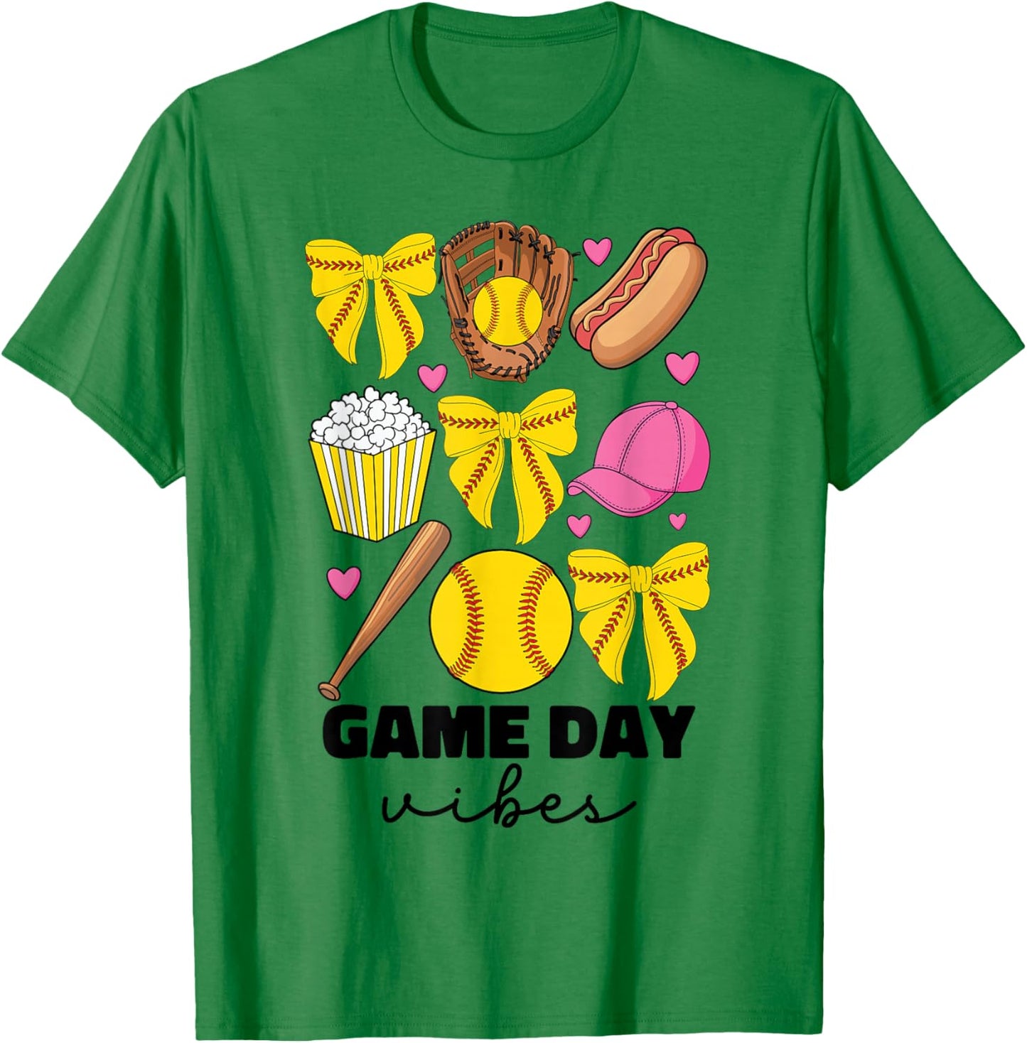 Game Day Vibes Coquette Bow Softball Mom Mama Softball Girl T-Shirt - T-Shirt | Irish Green
