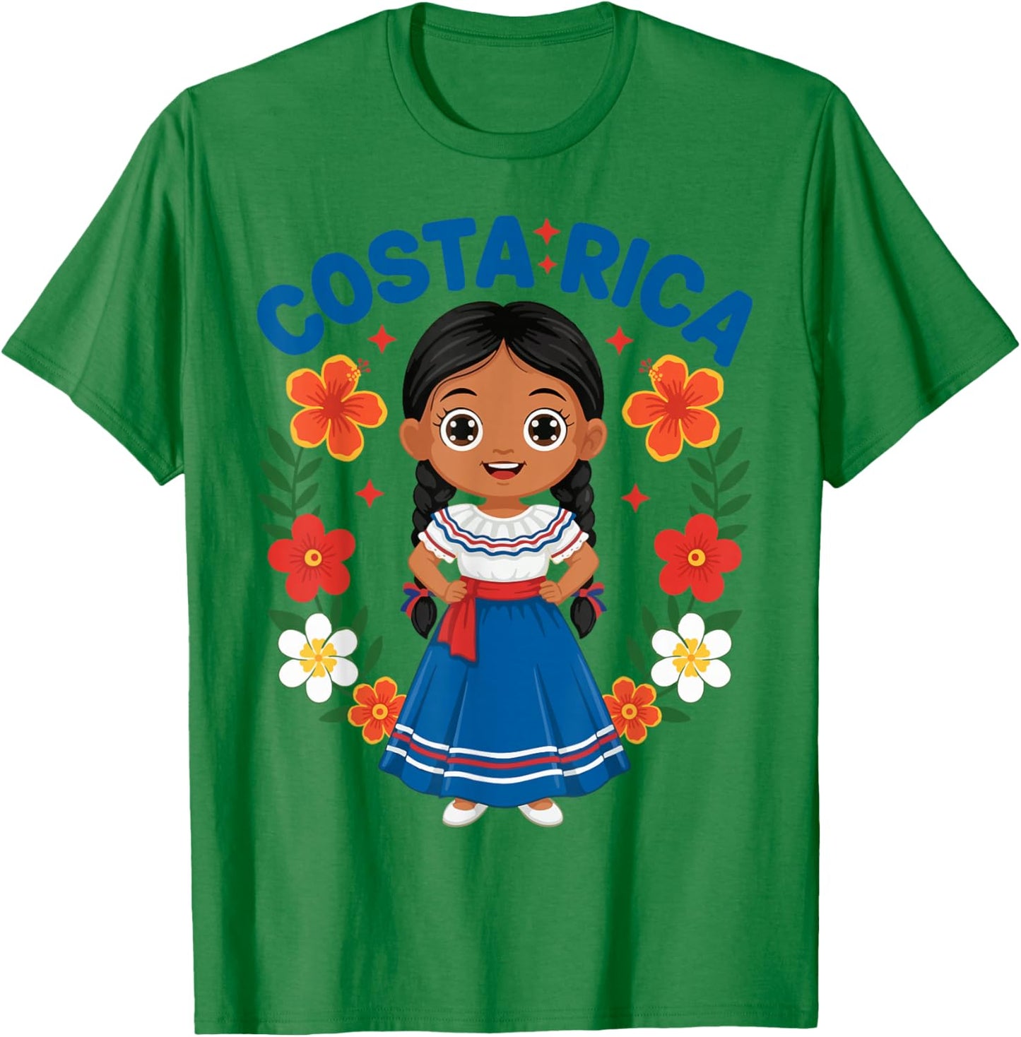 Costa Rica Costa Rican Girl Traditional Dress Heritage T-Shirt - T-Shirt | Irish Green