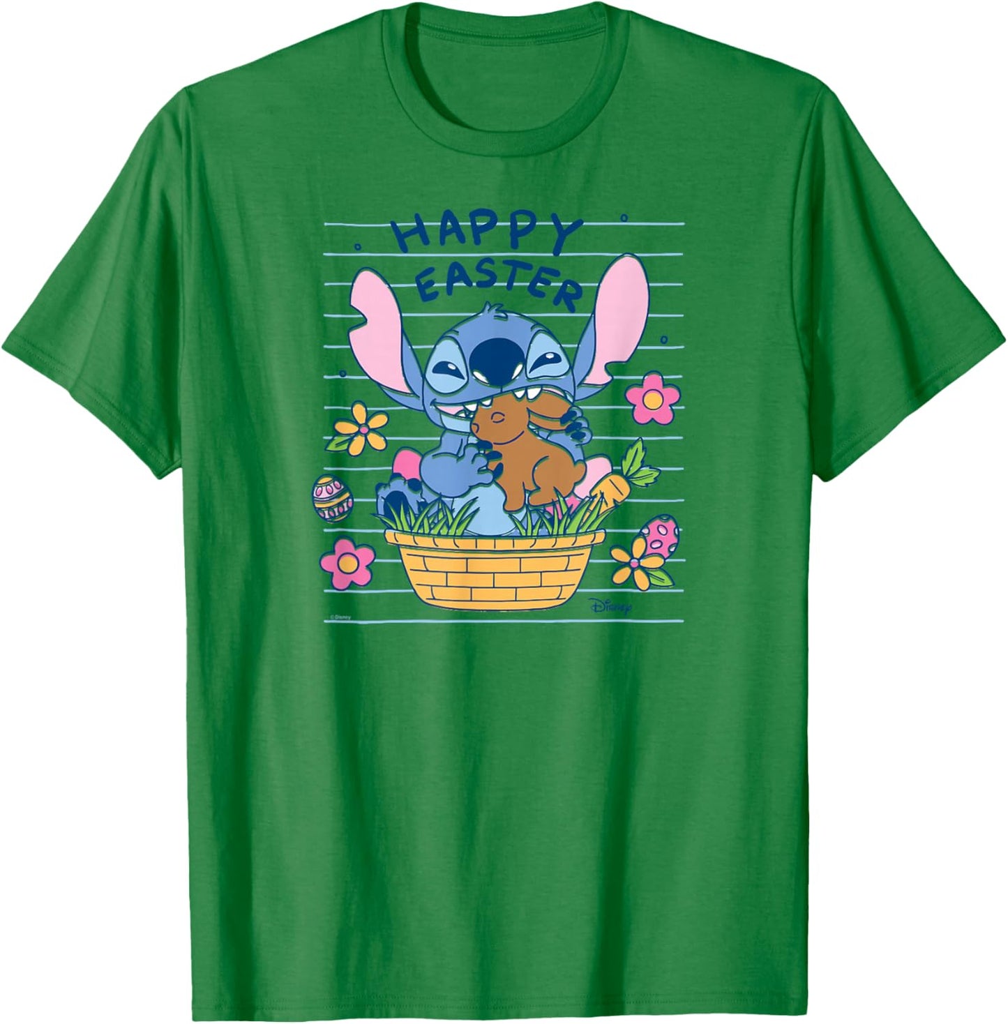 Lilo & Stitch - Happy Easter Doodle T-Shirt - T-Shirt | Irish Green