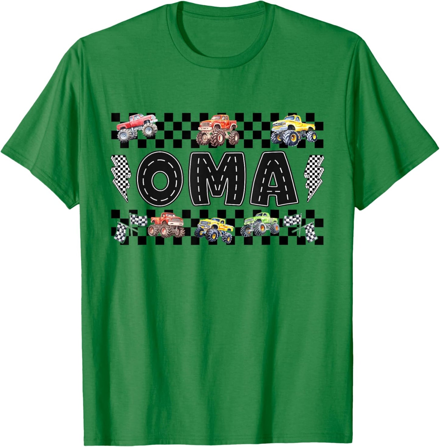 Oma Retro Monster Truck Family Crew Birthday Matching T-Shirt - T-Shirt | Irish Green