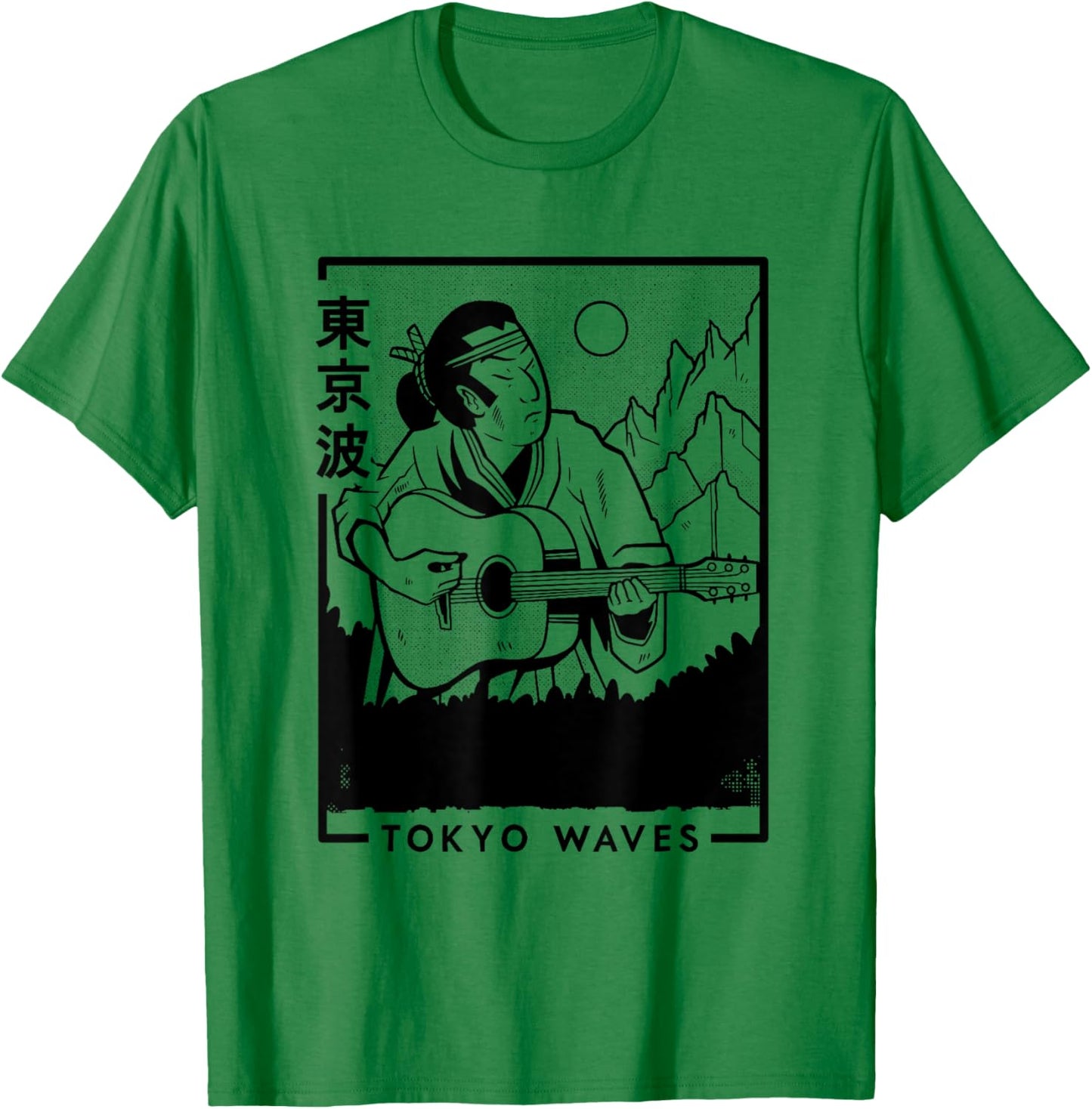 Samouraï Jouant de la Guitare - Futurisme Japonais - Art Japonais T-Shirt - T-Shirt | Irish Green