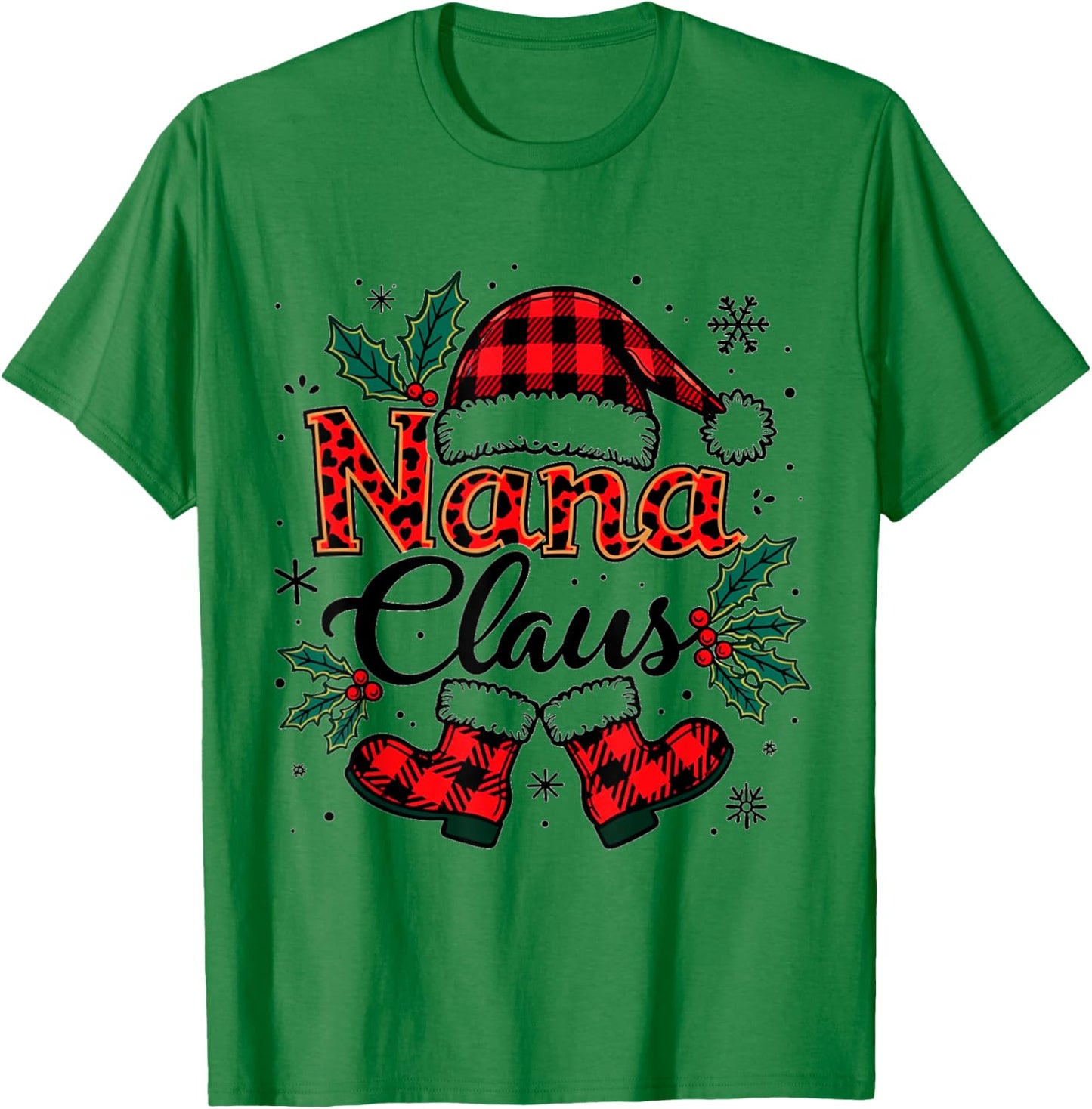 Nana Claus Santa Hat Christmas lights family Xmas Men Women T-Shirt - T-Shirt | Irish Green