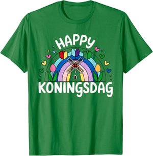 Koningsdag Netherlands 2025 Crown Funny Kings Day Amsterdam T-Shirt - T-Shirt | Irish Green