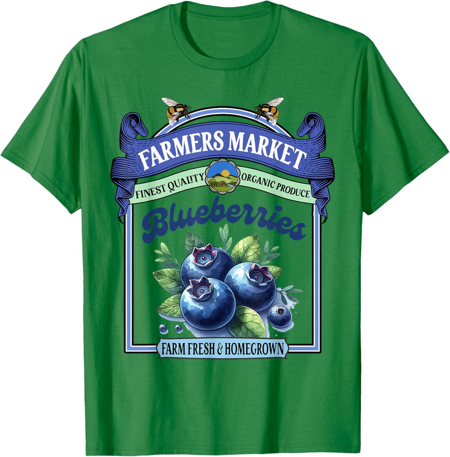 Farmers Market Fresh Gardening Farmers Market Blueberries T-Shirt - T-Shirt | Irish Green