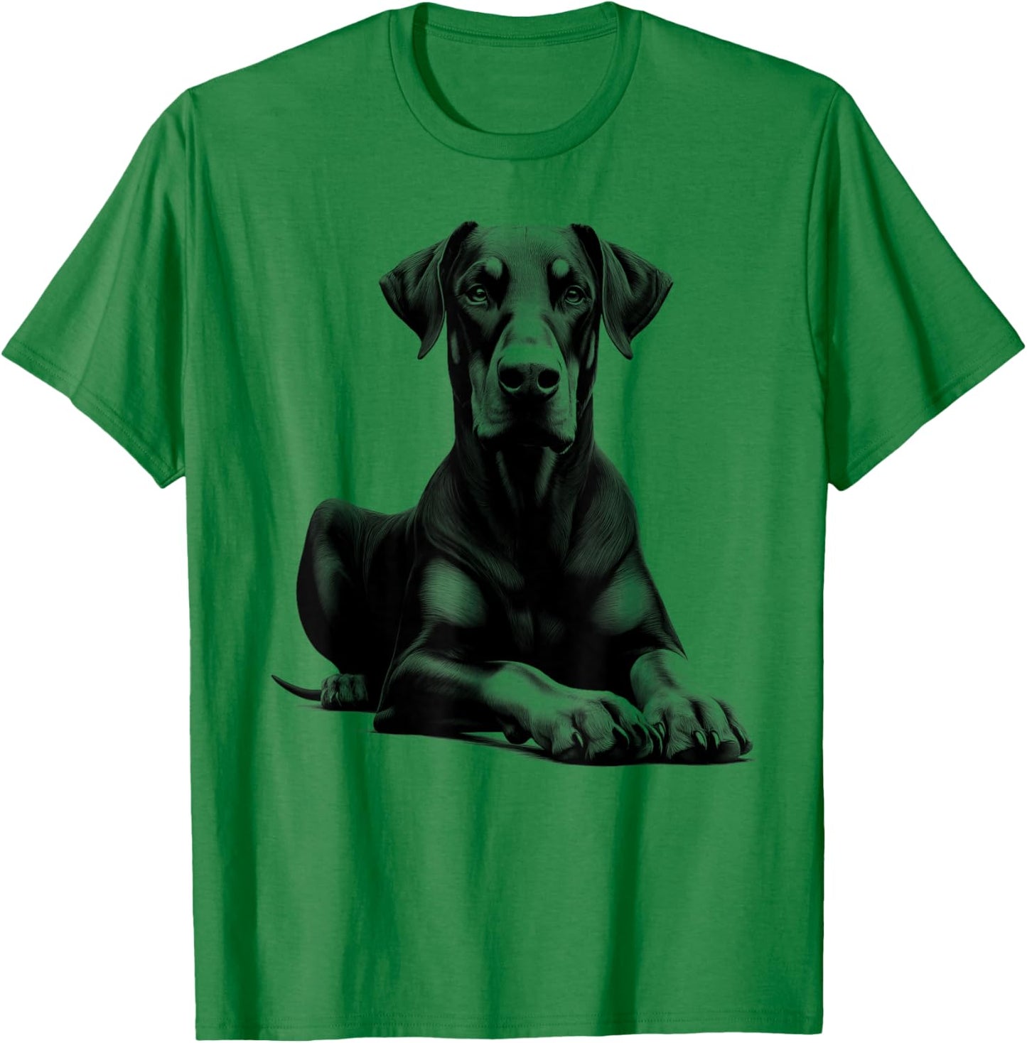 Cool Doberman with Floppy Ears in Lying Pose T-Shirt - T-Shirt | Irish Green